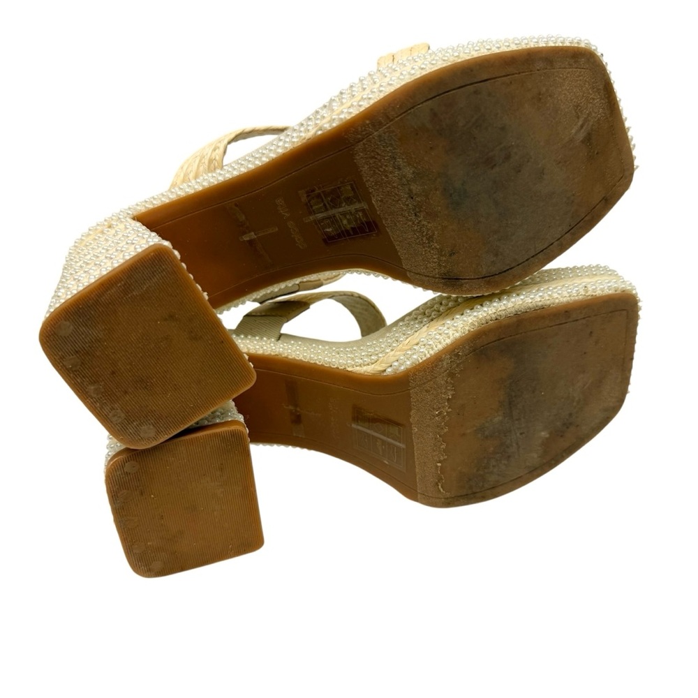 Dolce Vita Cream Braided Pearl-Trim Block Heel Sandal - Picture 10 of 14